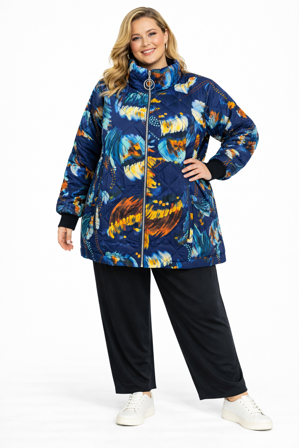 Dunne kleurrijke jas On size past voor maat 52 tot en met 58