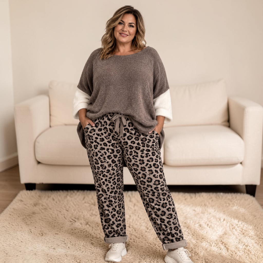 Jogger panterprint stretch past voor meerdere maten 50-52-54