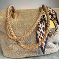 Teddy stof tas in beige
