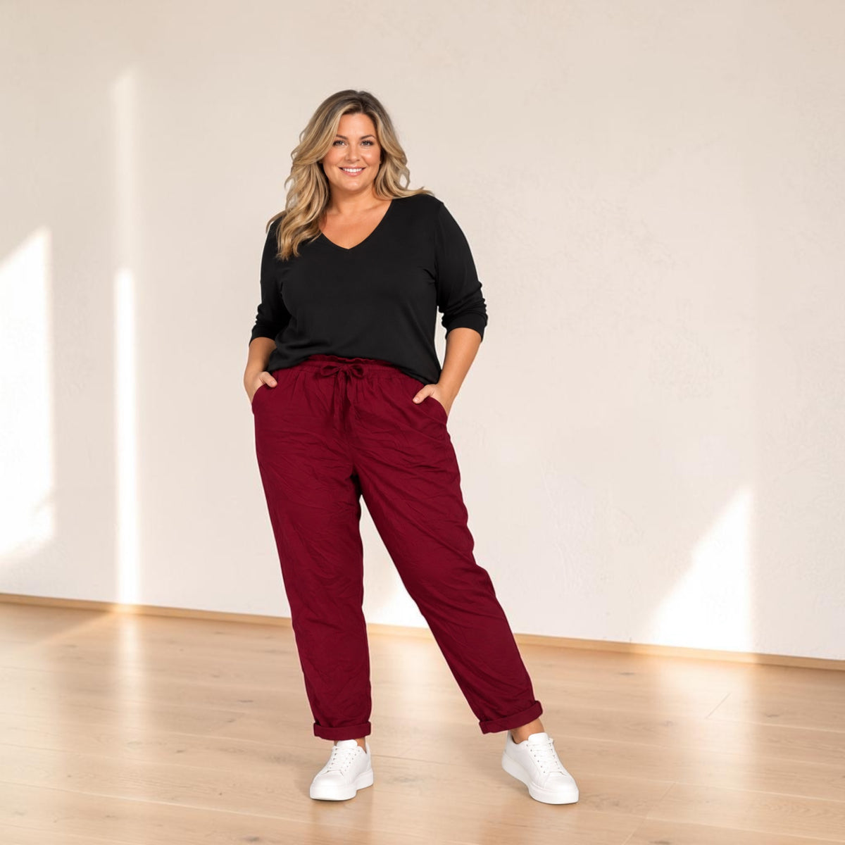 Jogger bordeaux rood past voor maat 50-52 kleine 54