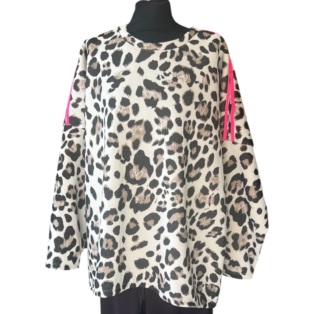 Dik sweatshirt in panterprint met achter NAMASTE One size past voor 48 tot 58
