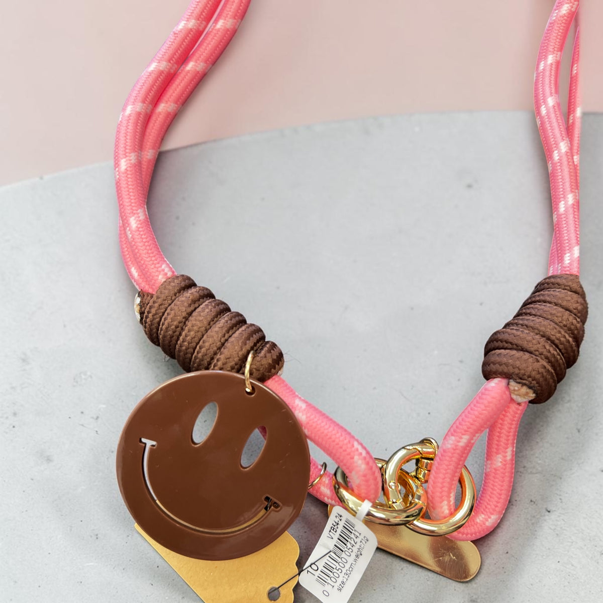 Ketting roze bordeaux en smiley