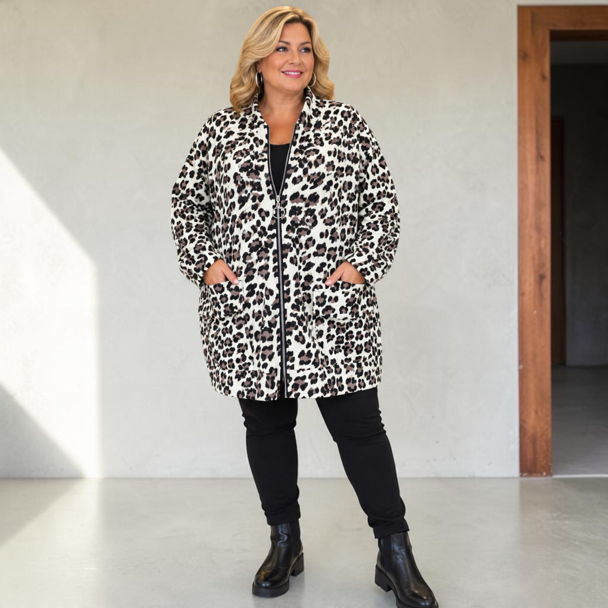 Panter print vest stretch Plus size to maat 58