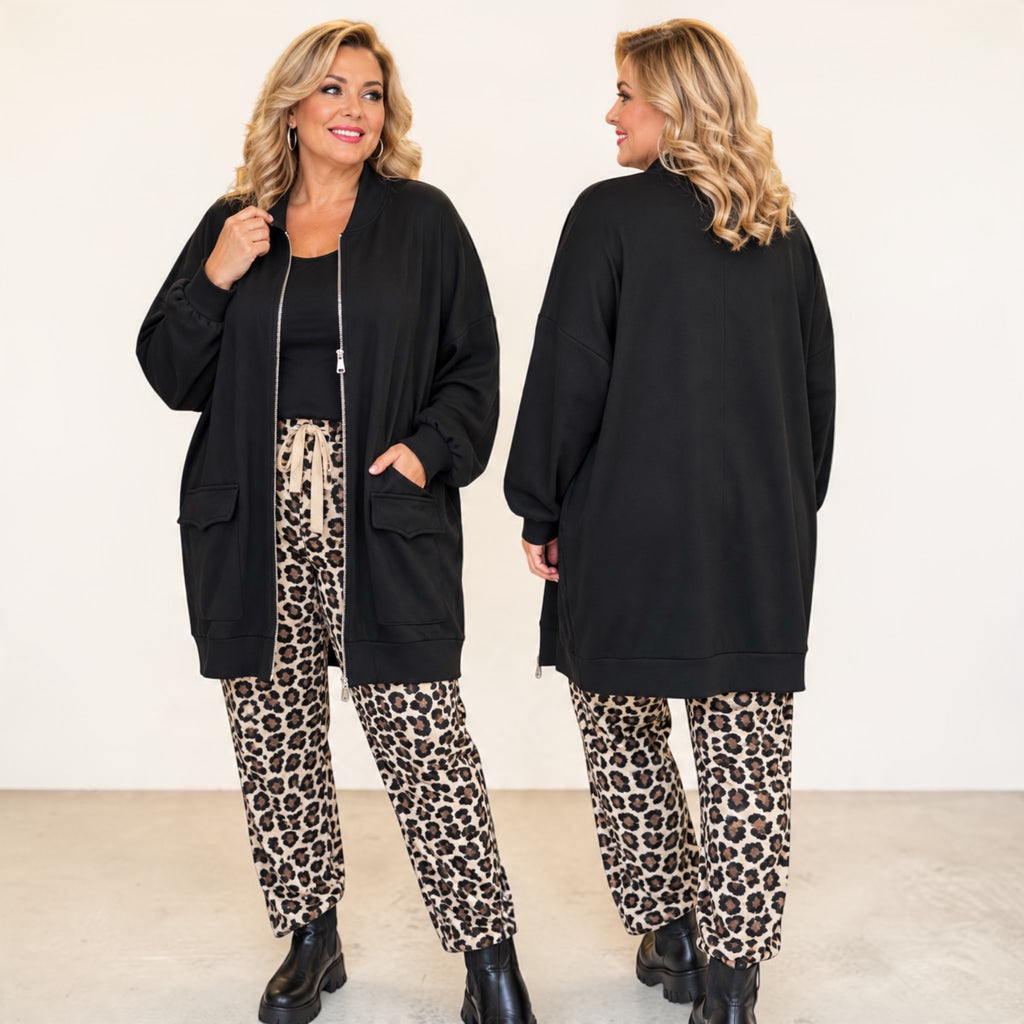 Zwart vest stretch Plus size tot maat 58