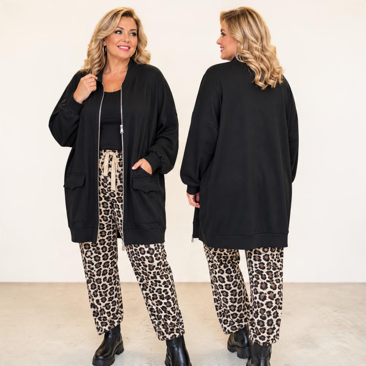 Zwart vest stretch Plus size tot maat 58