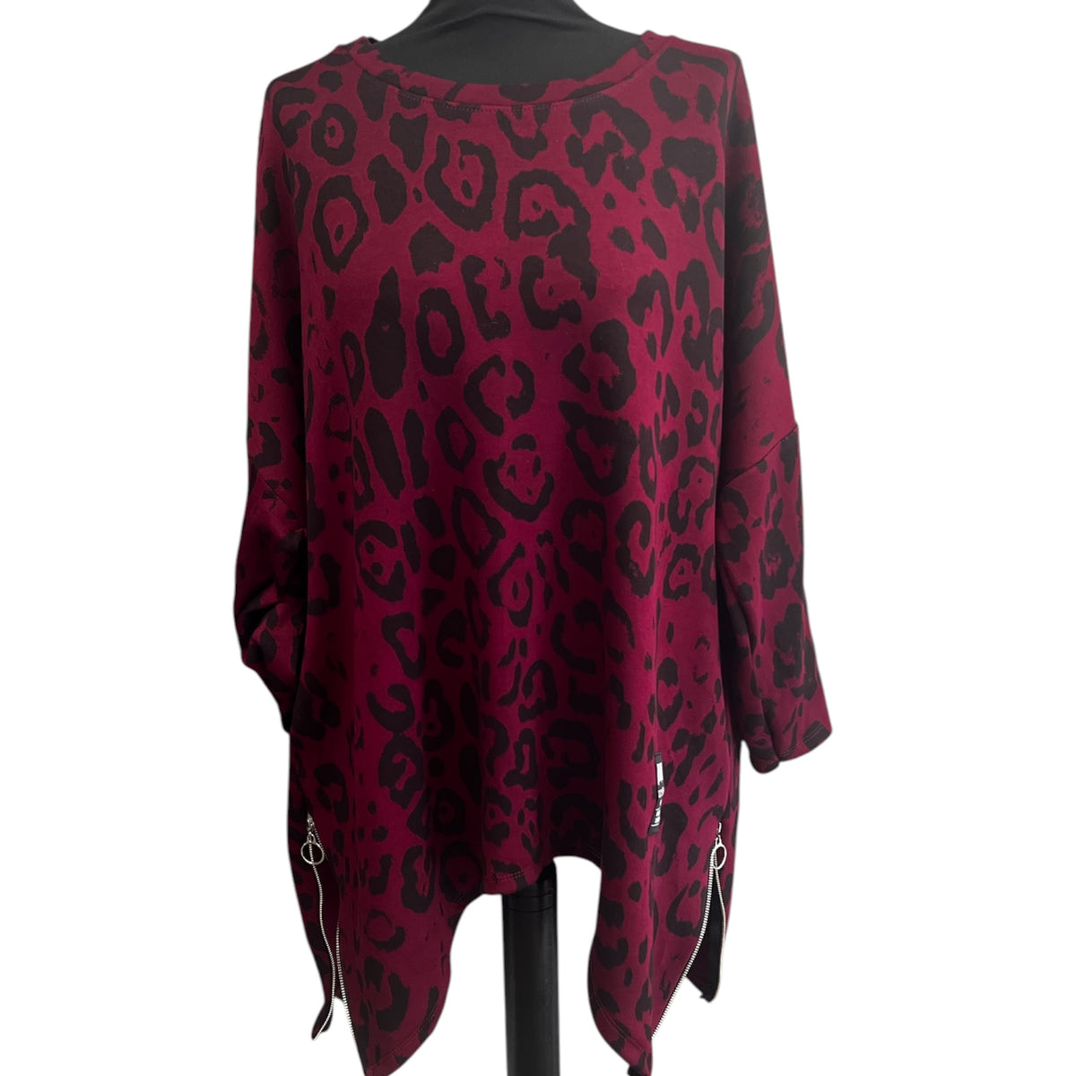 Sweat shirt met ritsjes One size past tot maat 56/58