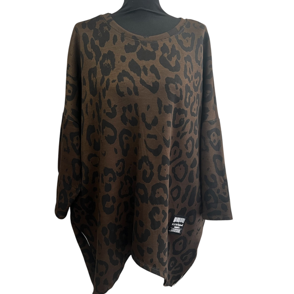 Sweatshirt bruin zwart plus size past voor meer maten tot maat 58