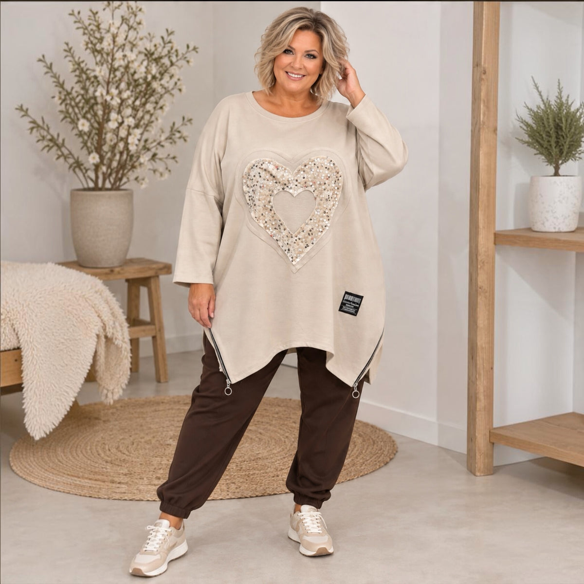 Sweatshirt met hart Plus Size, voor meerdere maten tot  maat 58