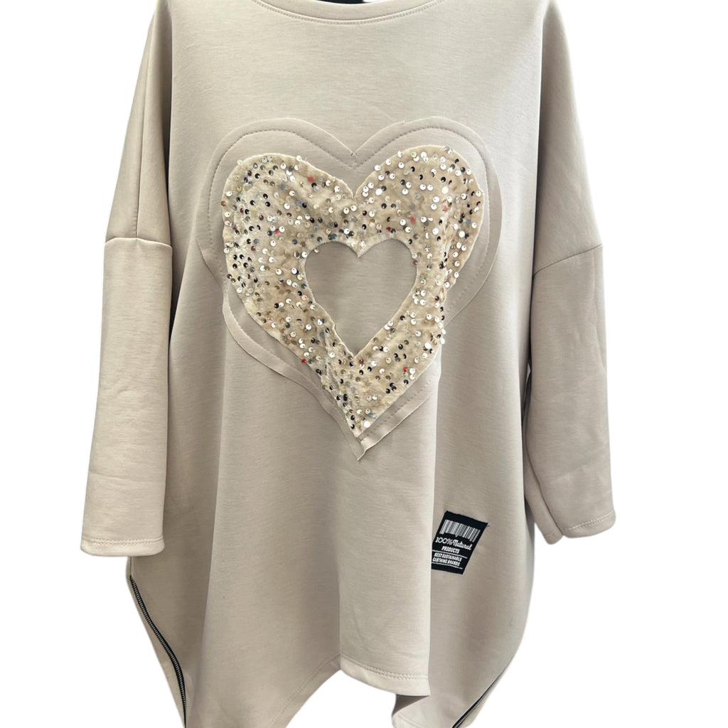 Sweatshirt met hart Plus Size, voor meerdere maten tot  maat 58