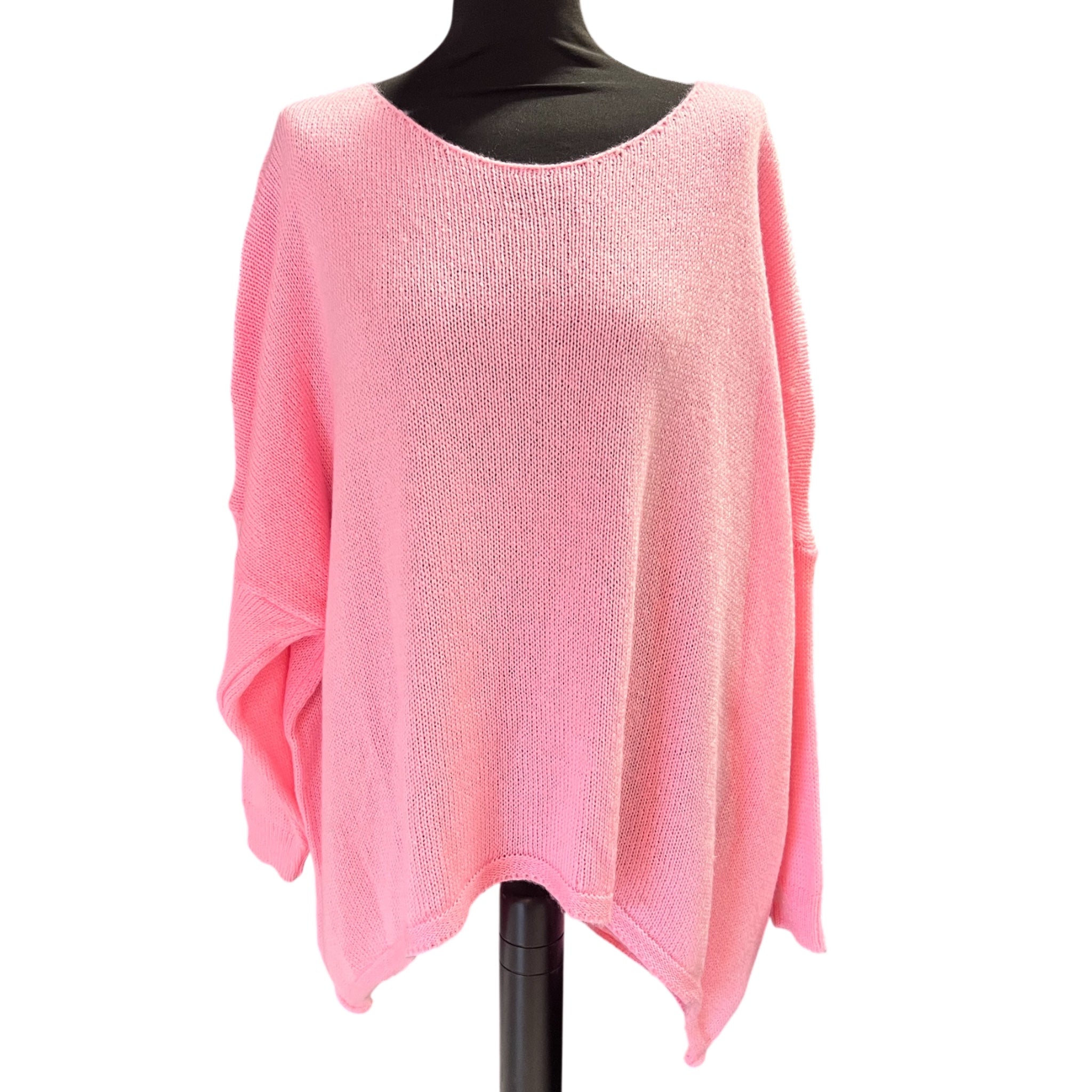 Roze dunnere trui La  Bass One size makkelijk tot maat 56/58