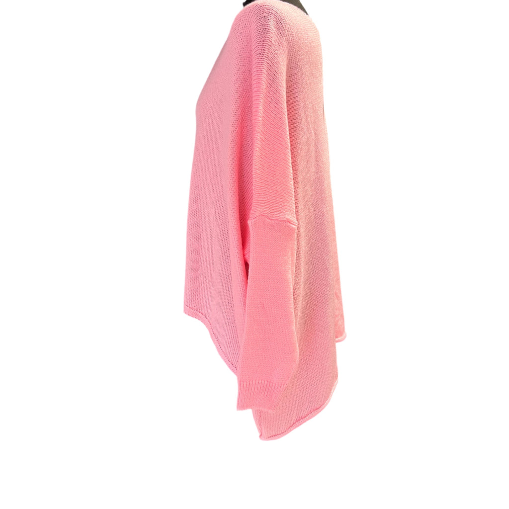 Roze dunnere trui La  Bass One size makkelijk tot maat 56/58