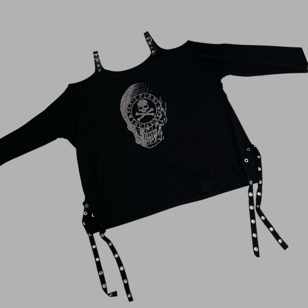 T shirt lange mouwen skull Plus size past voor meer maten tot 58