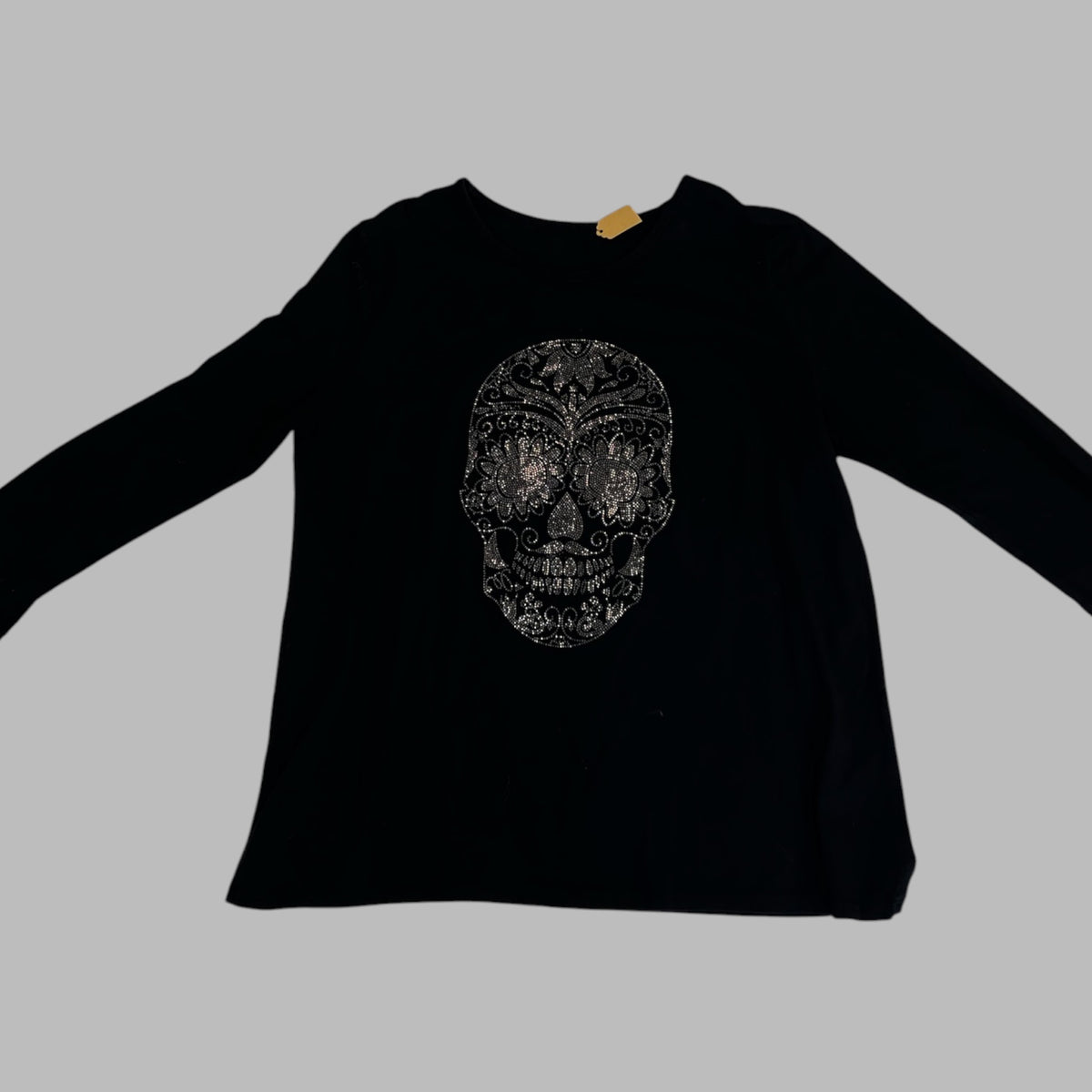 T-shirt lange mouwen skull zwart  maat 48-50
