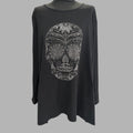 T-shirt lange mouwen skull zwart  maat 48-50