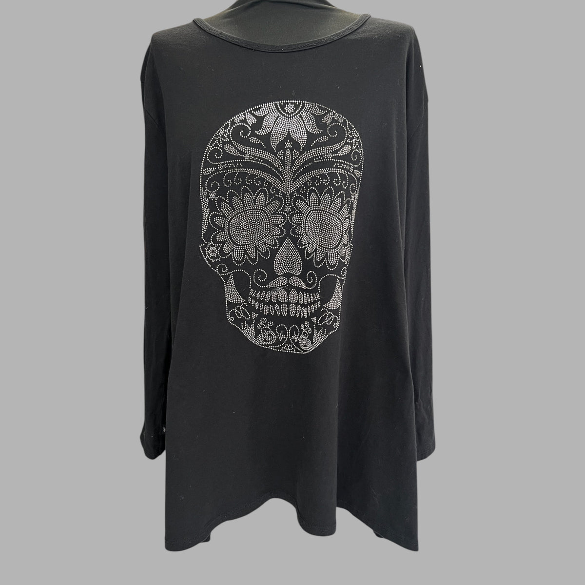 T-shirt lange mouwen skull zwart  maat 48-50