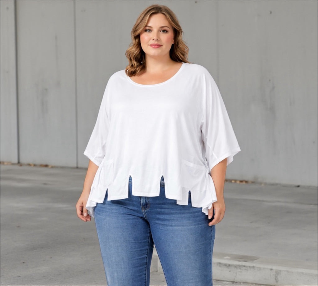 Wit kort tuniek Naveed One Size past voor alle maten tot 58