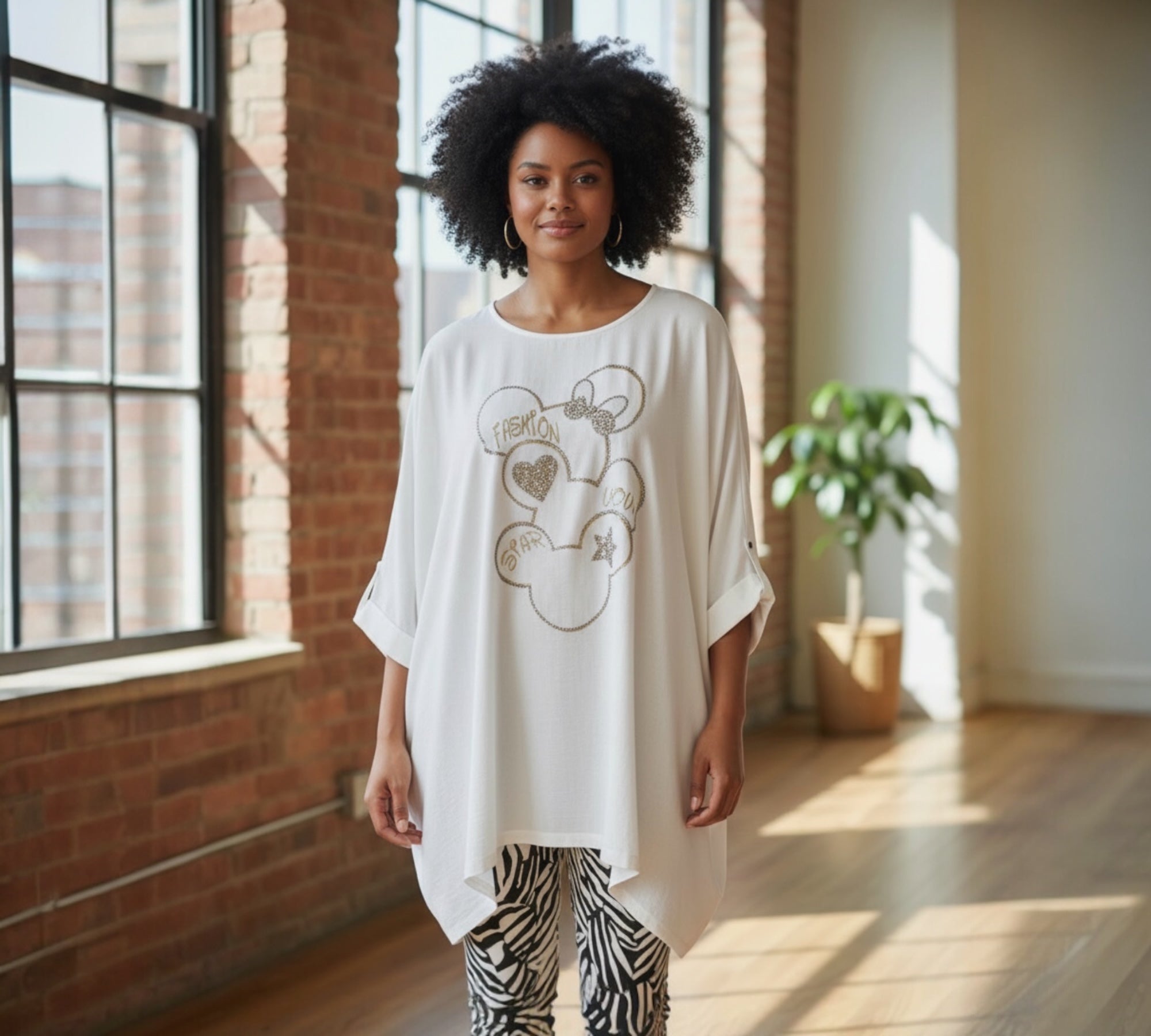 Big shirt met opdruk Mickey One size tot maat 58