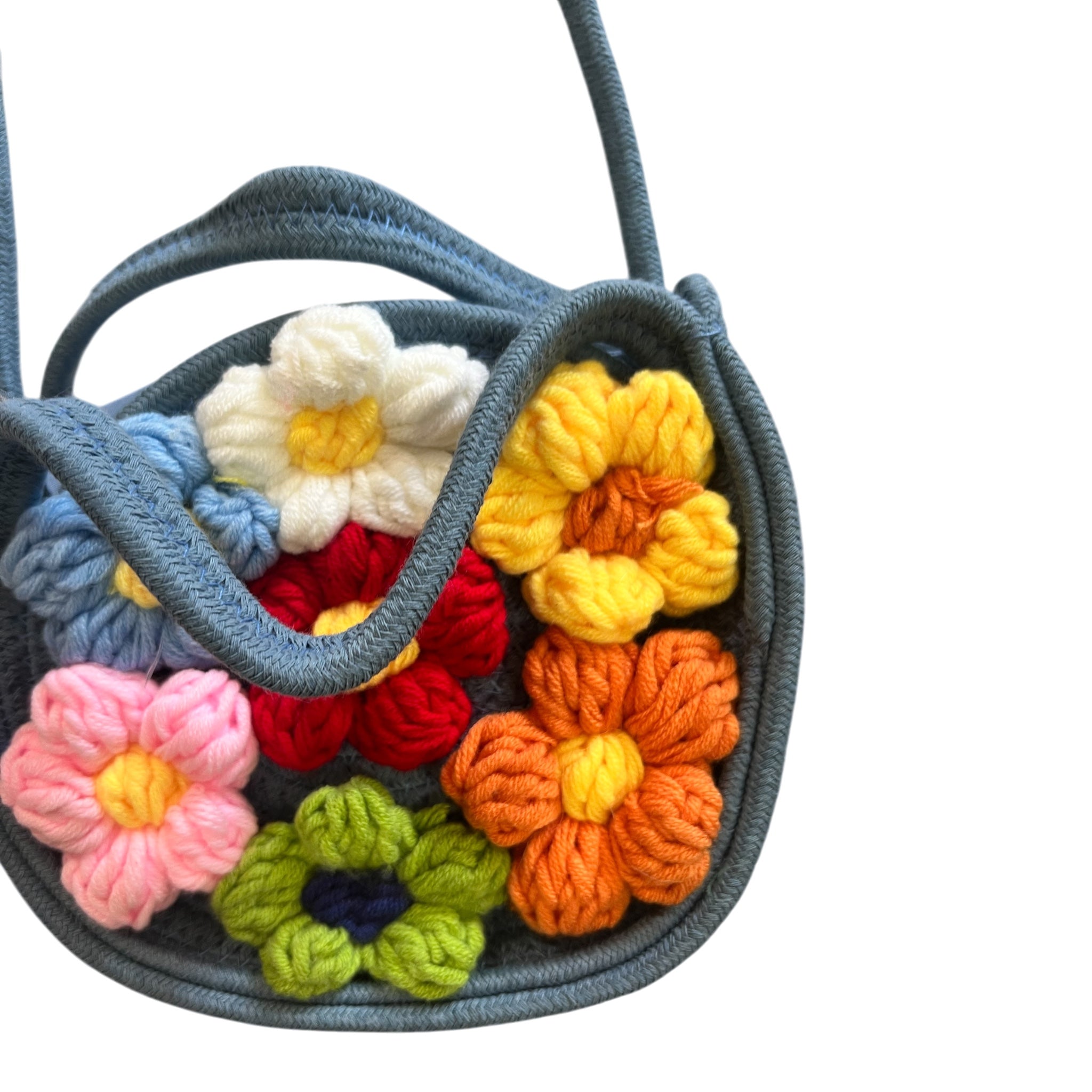 Tasje met gehaakte bloemen