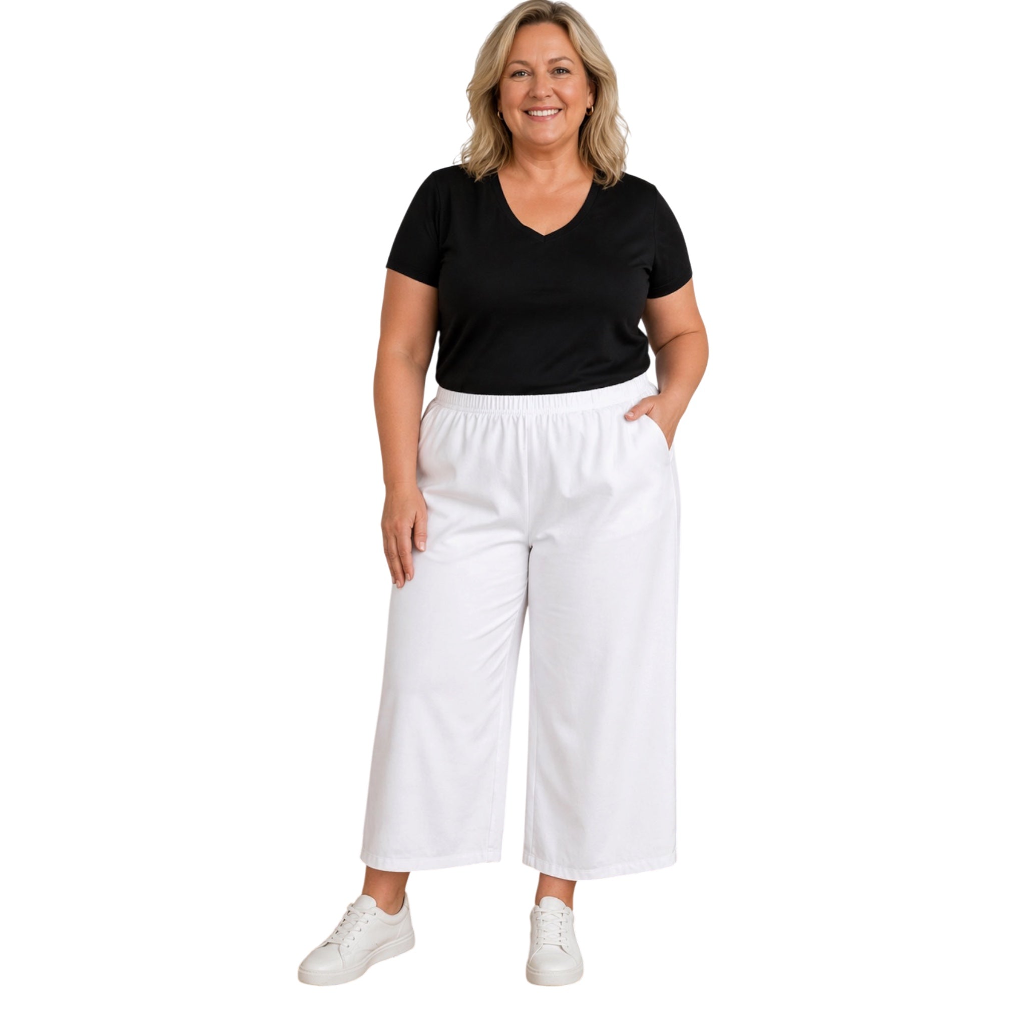 Naveed luchtige broek wijde pijpen maat  56/58 wit Plus Size
