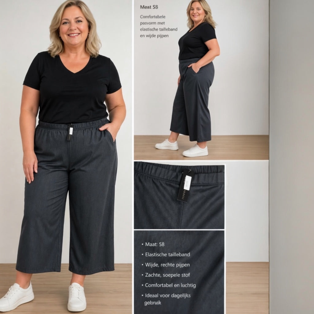 Naveed wijde broek grijs maat 56/58 Plus size