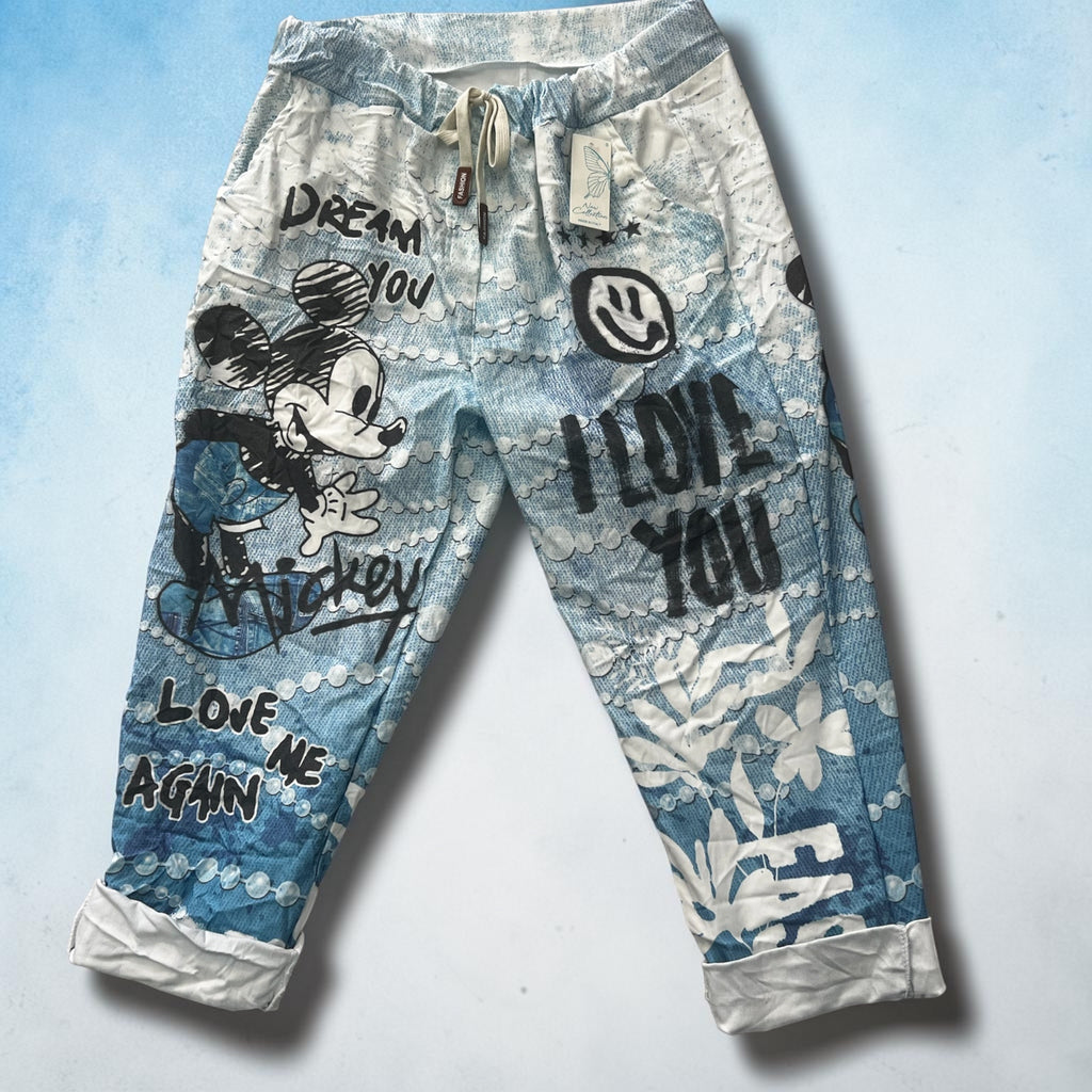 Jogger blauw wit met Mickey mt 50-52-54