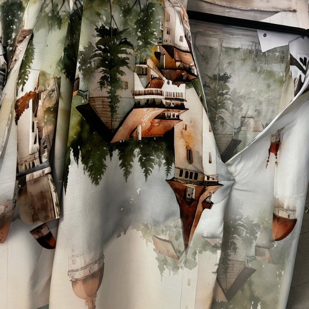 Prachtige zomerse jurk in 3D print One size past voor mt 52-54-56-58
