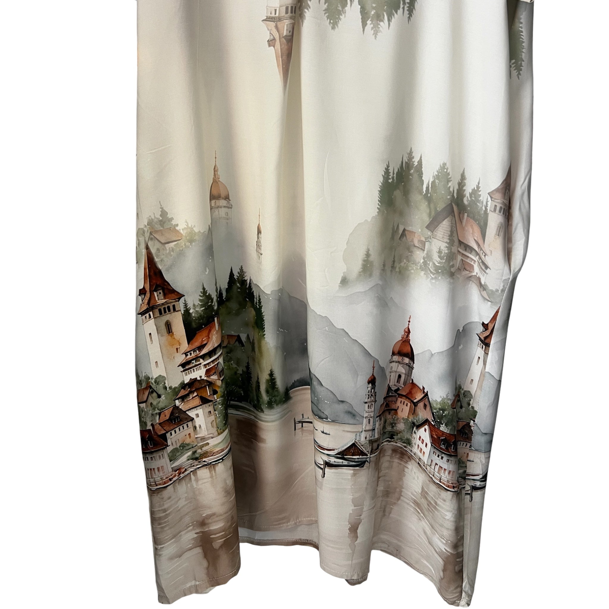 Prachtige zomerse jurk in 3D print One size past voor mt 52-54-56-58