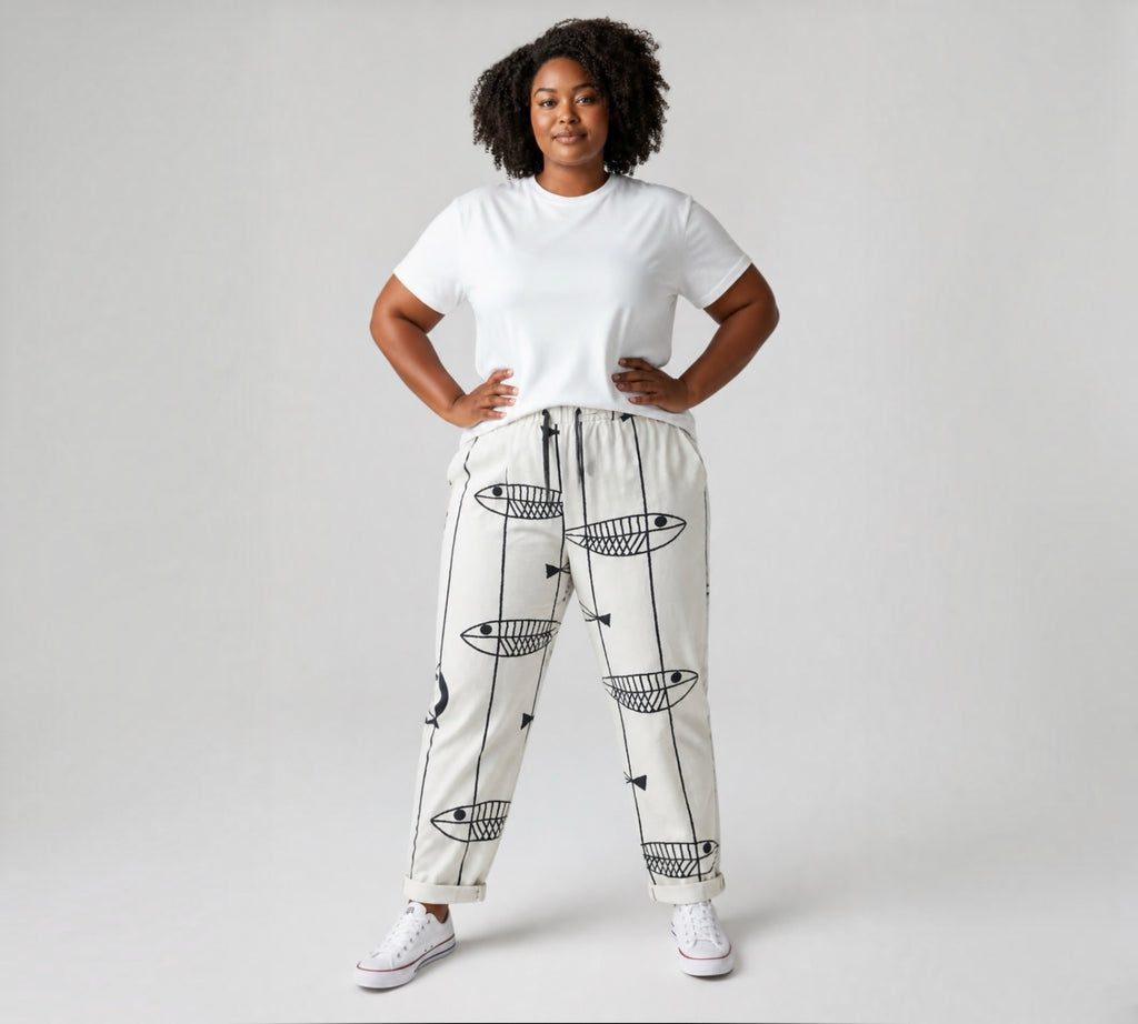 Jogger stretch broek maat 48-50 blauw wit
