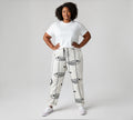 Jogger stretch broek maat 48-50 blauw wit