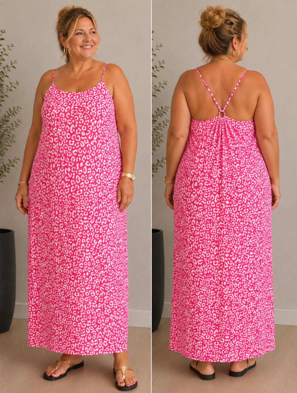 Zomerse jurk past voor 48-50-52 roze
