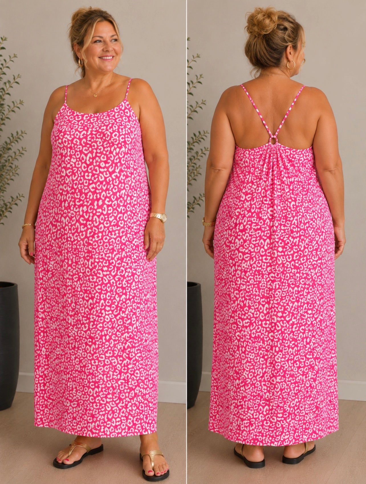 Zomerse jurk past voor 48-50-52 roze