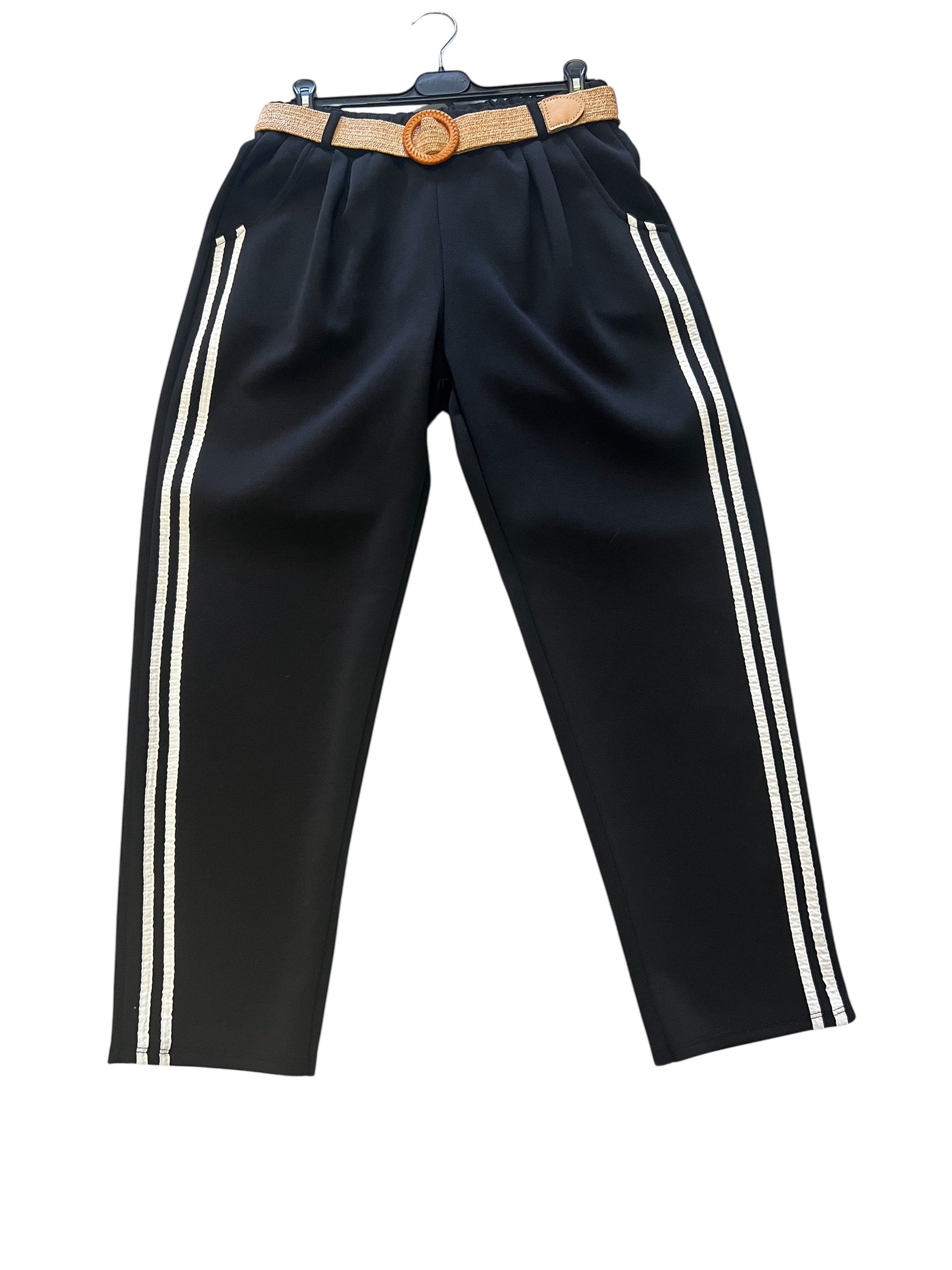 Jogger zwart  met witte strepen One Size