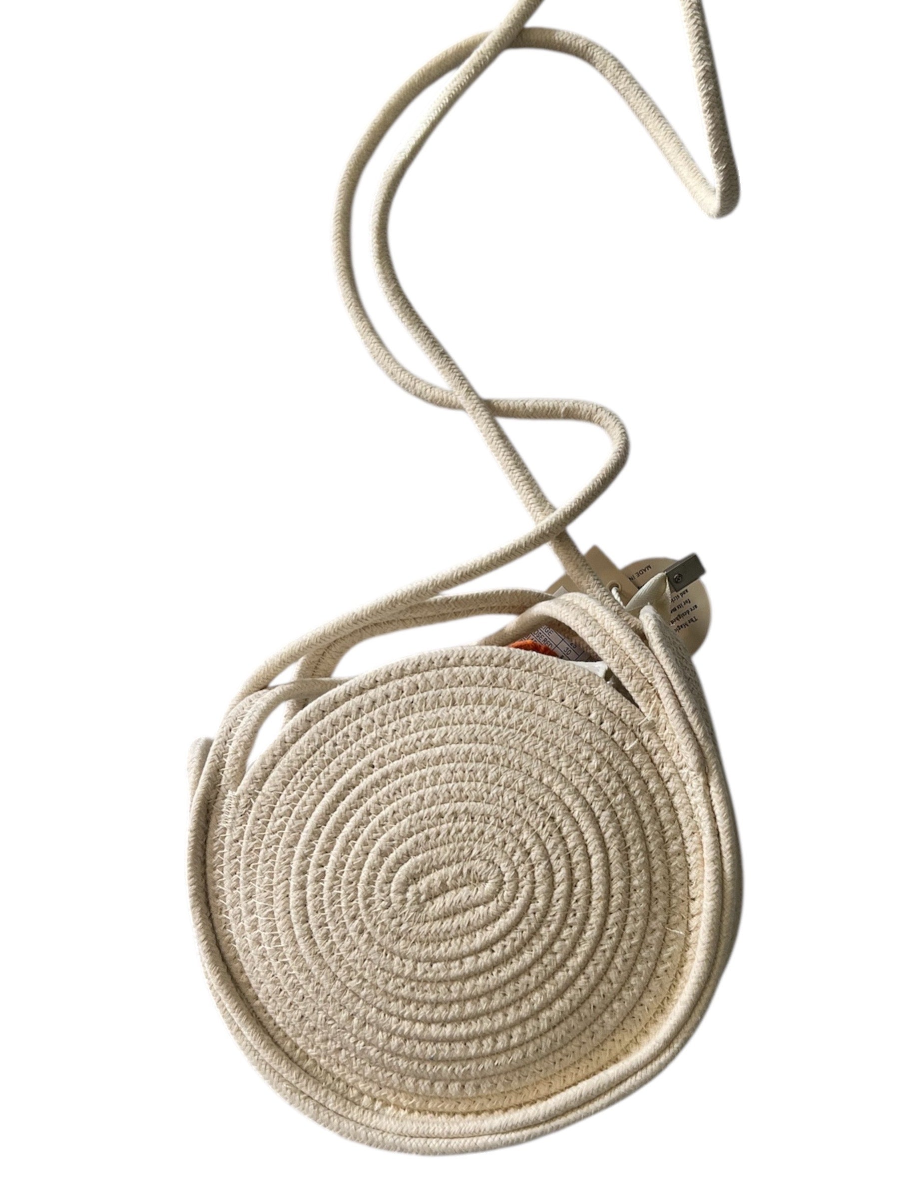 Tasje rond  met gehaakte  bloemen