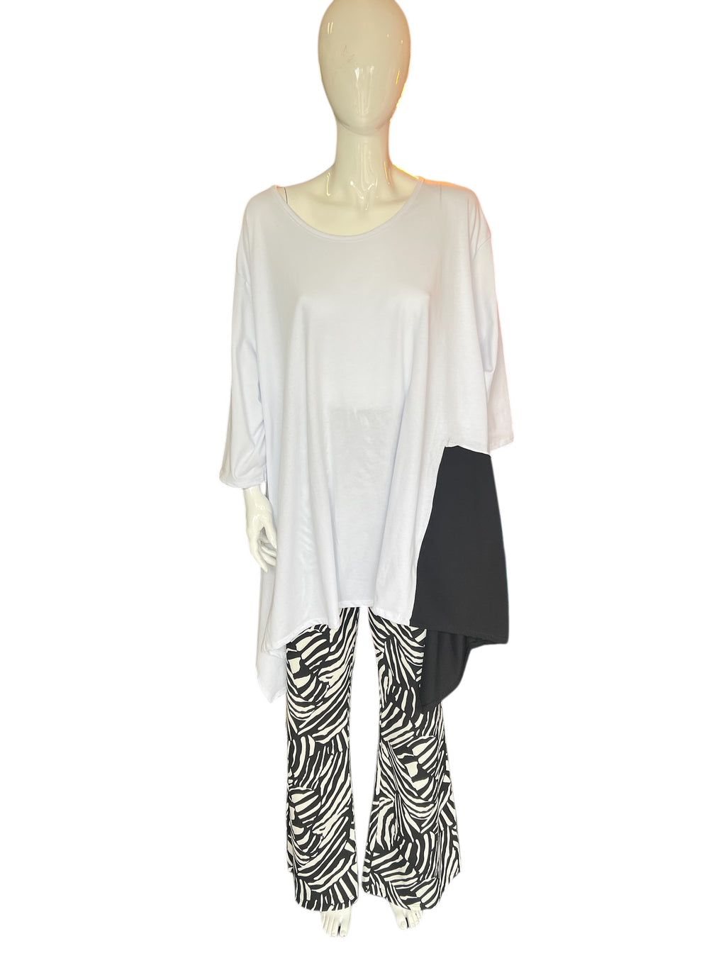 Moonshine Alijn tuniek in wit/zwart mt 4