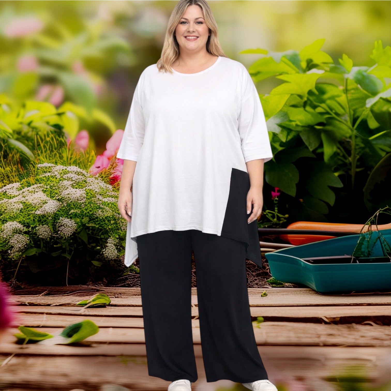 Moonshine Alijn tuniek in wit/zwart mt 4