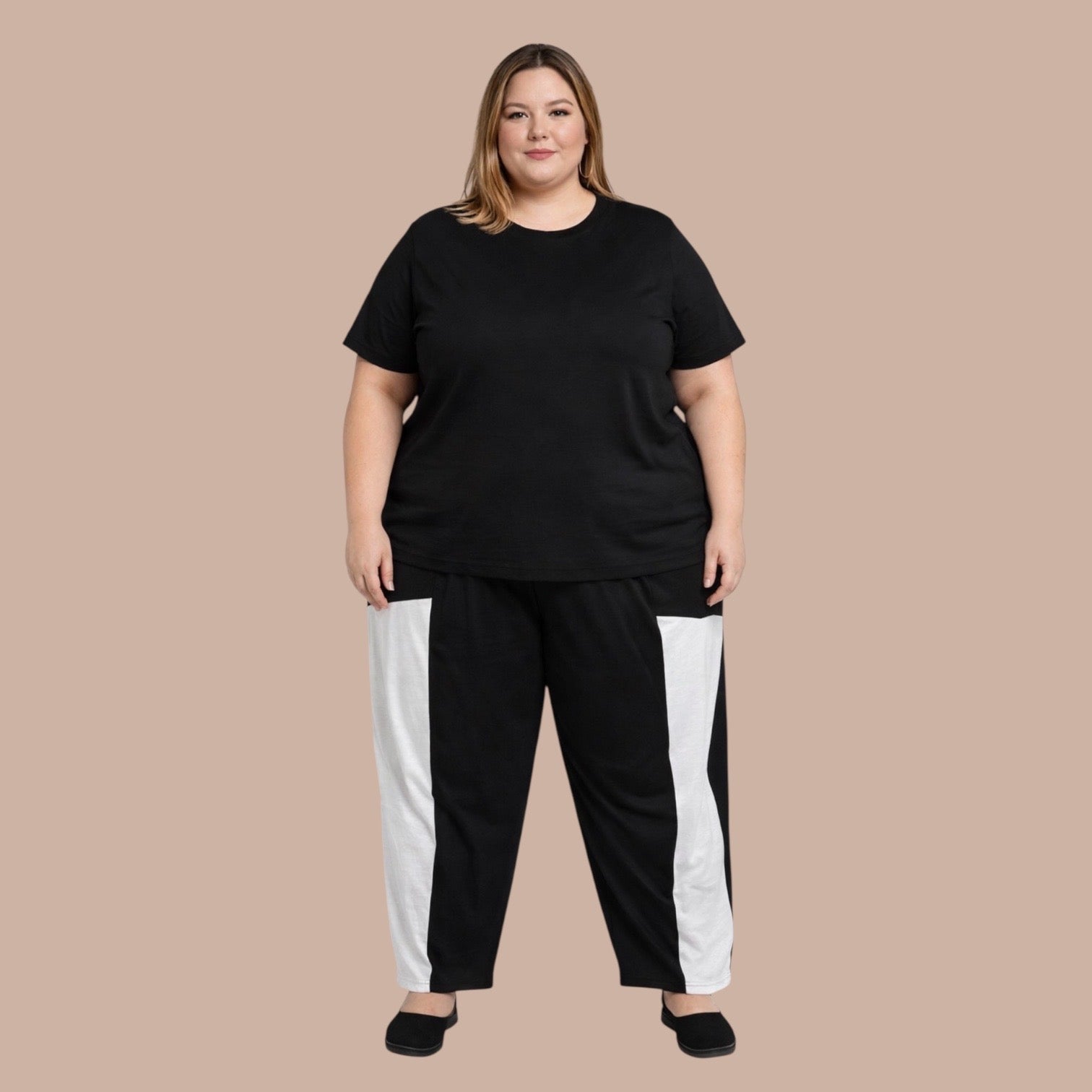 Moonshine wijde broek zwart met wit mt 4-en 5