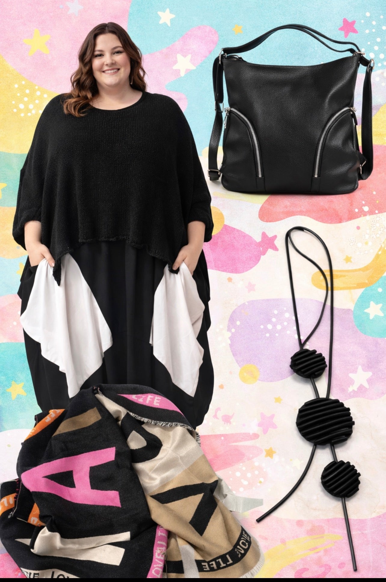 Moonshine jurk mouwloos zwart/wit mt 5=56/58