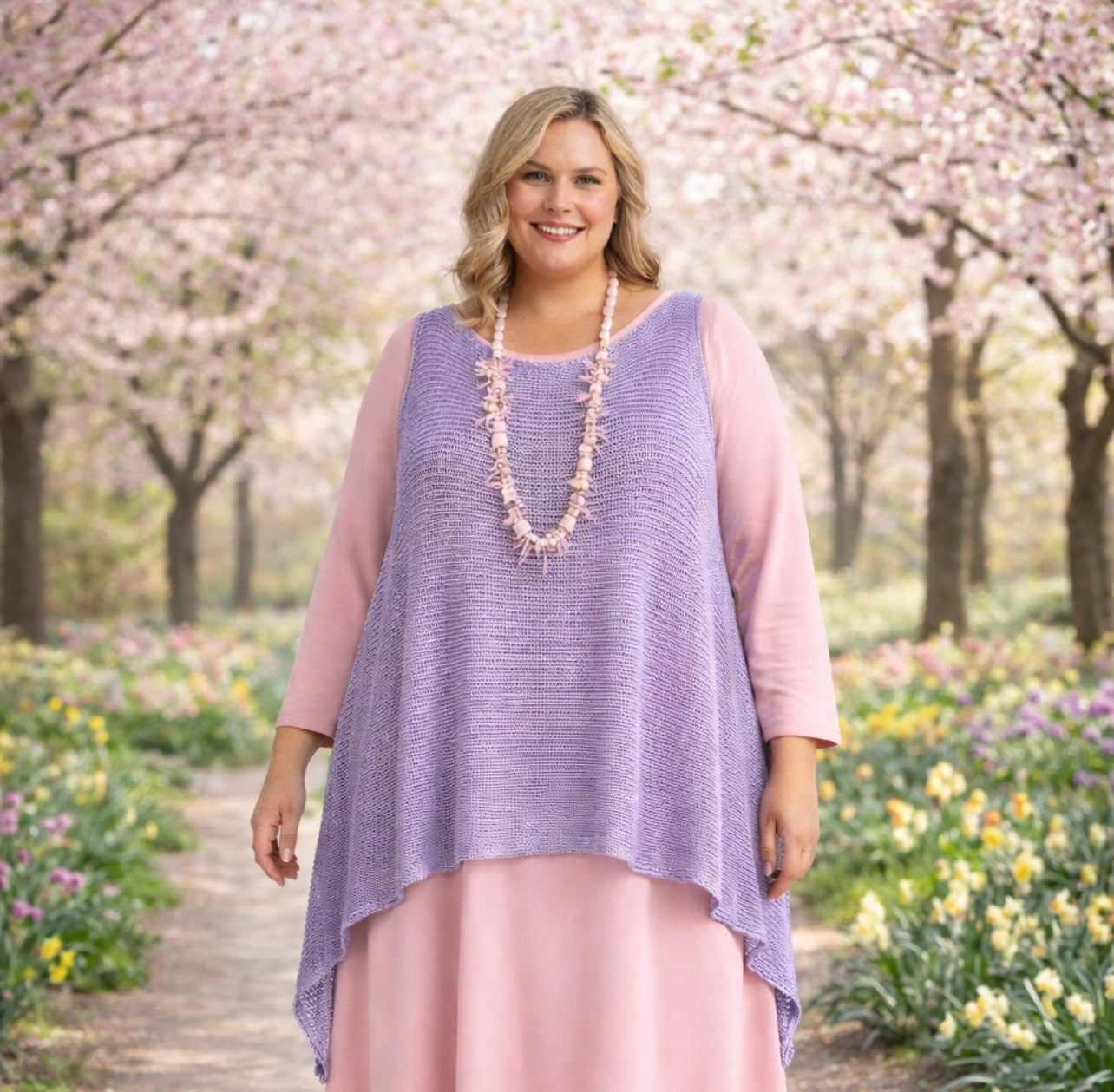 Moonshine gebreid A-symetrisch hes One size Lila