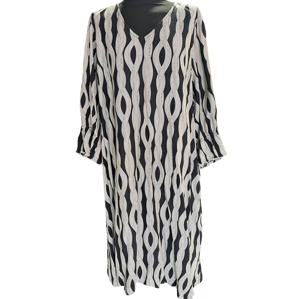 Jurk mt 48/50 Zwart beige Kaffe Curve