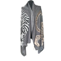 Shawl met animal print grijs