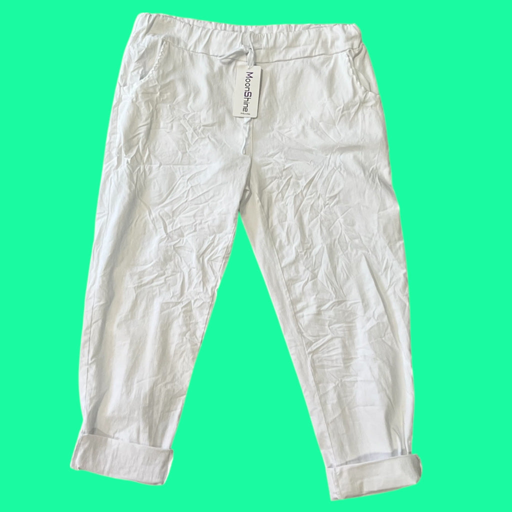 Moonshine jogger broek wit met stretch in maat 3 en 4