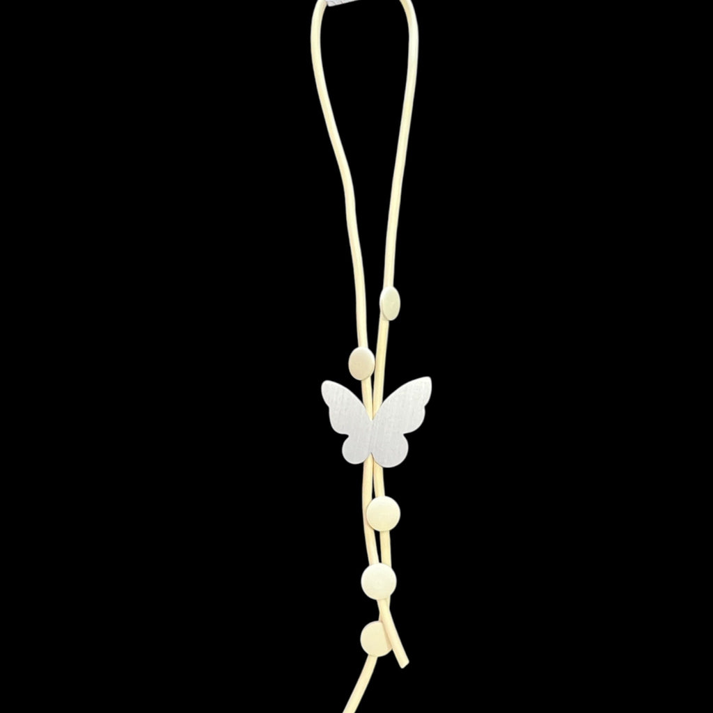 Moonshine rubberen ketting beige zilver  lichtgewicht