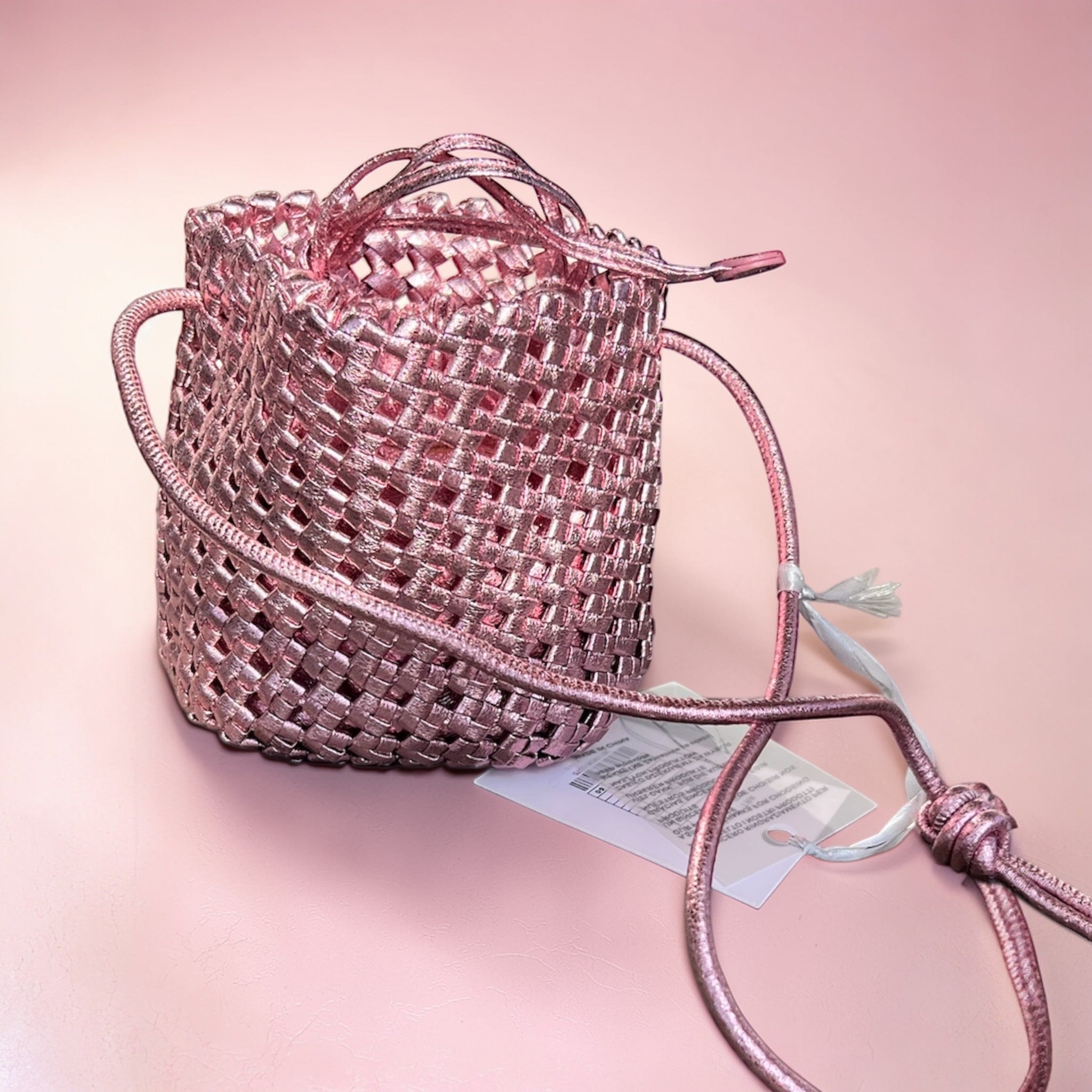 Buideltasje roze Metallic lange hengsel