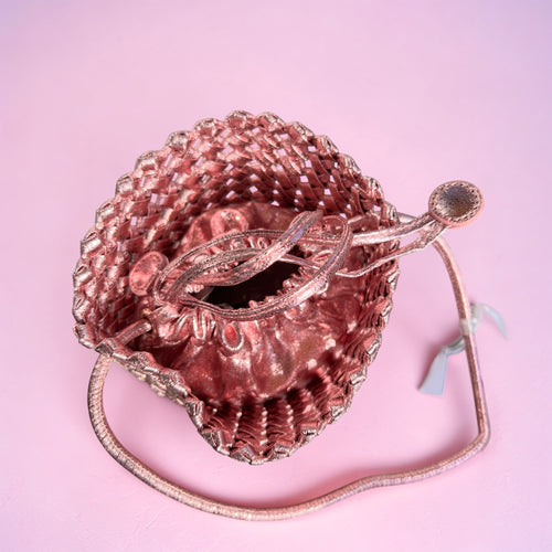 Buideltasje roze Metallic lange hengsel