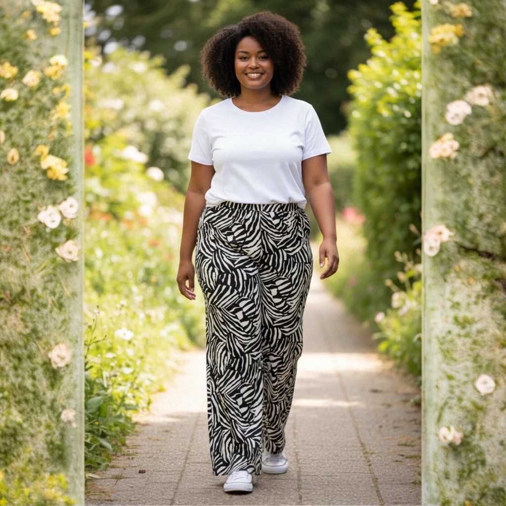 Maelle flair broek maat 56/58 zwart wit