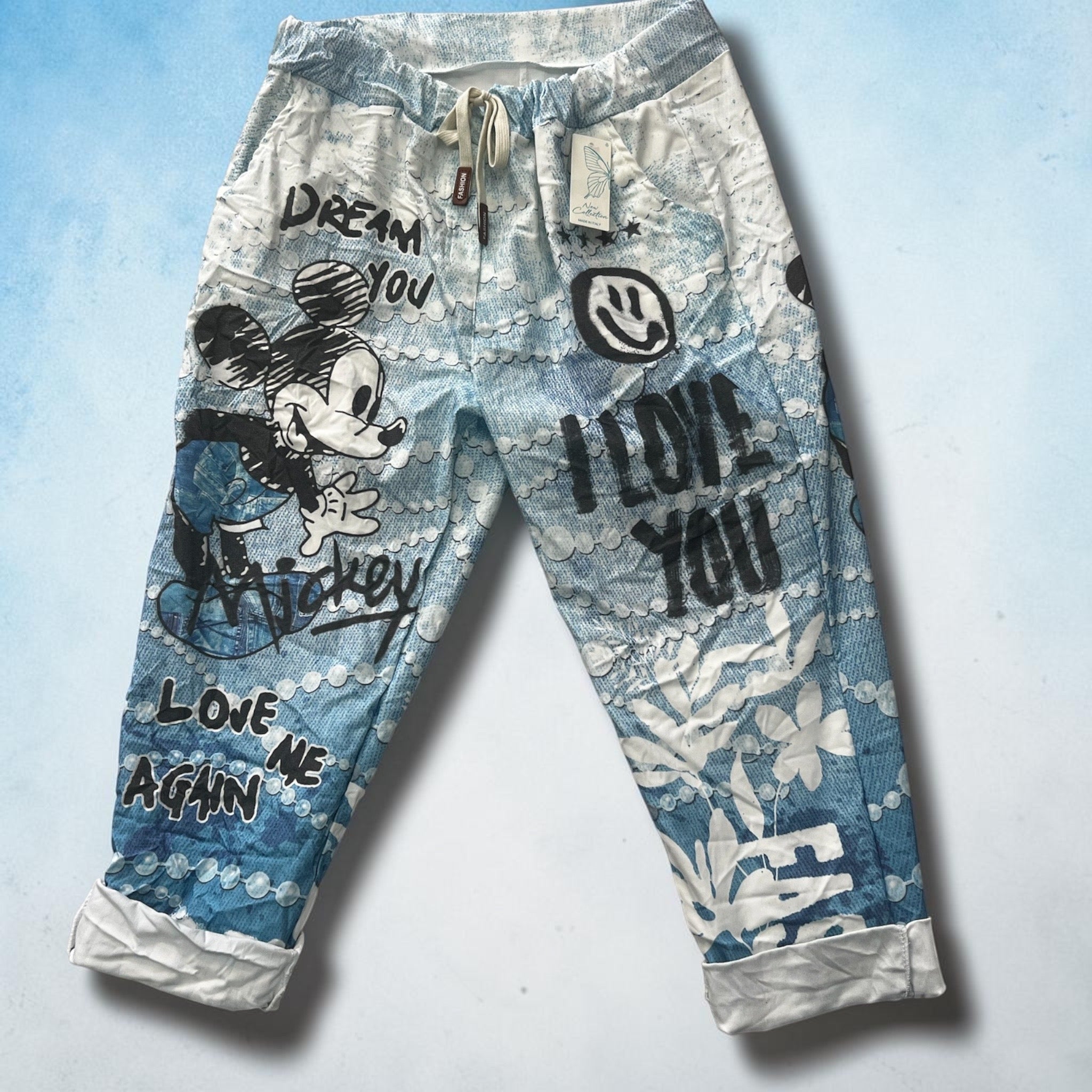 Jogger blauw wit met Mickey mt 50-52-54