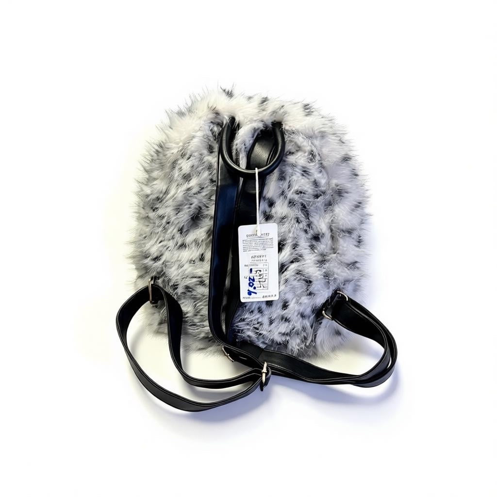 Pluche rugtas zwart/wit