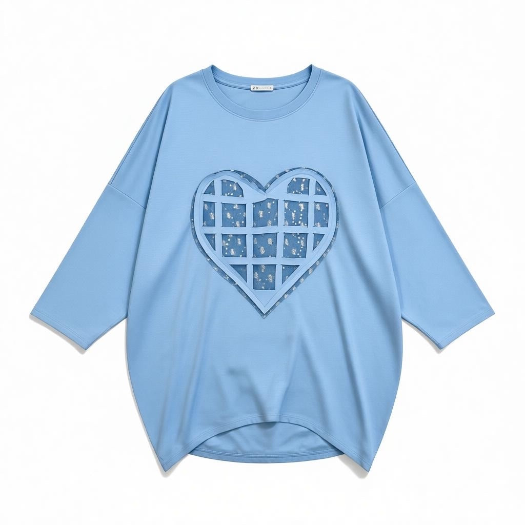 Pullover mit Herzmotiv, hellblau, Einheitsgröße M 50-52-54