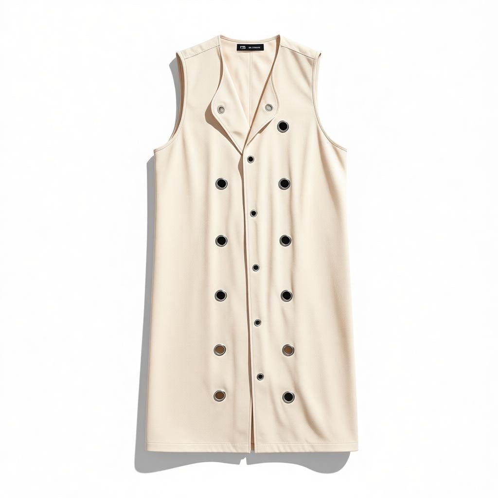 Mouwloos vest met ringen een maat