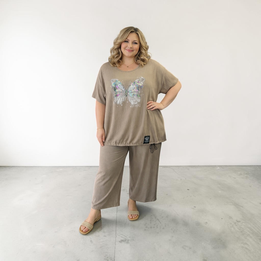 Shirt lang met opdruk Plus size (one size) mt 48/50